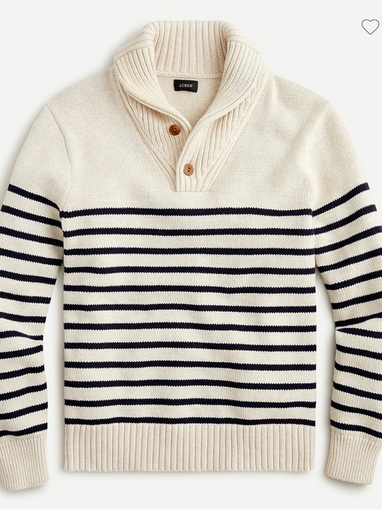 J. Crew Other - J. Crew Men’s Cream and Navy Striped Shawl Neck Sweater